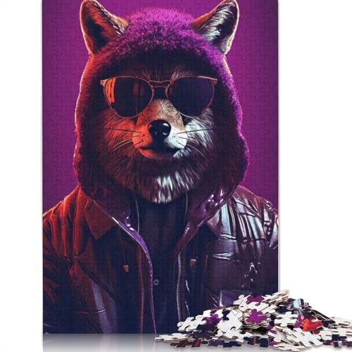 Puzzle 1000 Teile, The Vintage Cyberpunk Fox, Puzzle für Erwachsene, Schwierigkeitsgrad: Puzzle, Lernspielzeug, Spiele, Familiendekoration, 1000 Teile (75 x 50 cm) von QASEYIPV