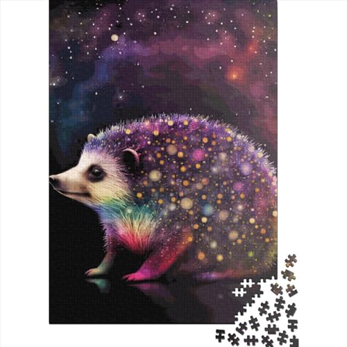 Puzzle 1000 Teile, kreative Quadrate Neon-Igel-Puzzle für Erwachsene und Holzpuzzle, herausforderndes Spielzeug, 1000 Teile (38 x 26 cm) von QASEYIPV