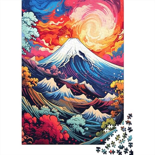 Puzzle 1000 Teile Bunte Kunst Japan Berg Fuji Erwachsene Puzzle Holzpuzzle Herausforderendes Spiel 1000 Teile (75x50cm) von QASEYIPV
