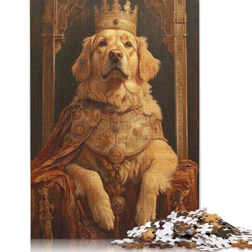 Puzzle 1000 Teile Golden Retriever King Puzzles für Jungen und Mädchen Schwierigkeitsgrad Puzzles zum Entspannen 1000 Stück (75x50cm) von QASEYIPV
