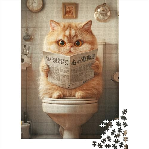 Puzzle 1000 Teile Katze Lesende Zeitung für Erwachsene Intellektuelles Spiel Kinderpuzzle 1000 Teile (75x50cm) von QASEYIPV