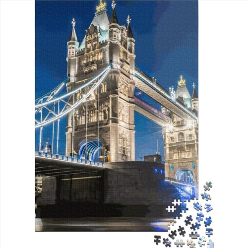 Puzzle 1000 Teile London Bridge bei Nacht für Erwachsene Holzpuzzle Lernspiel für Kinder Weihnachtsgeschenk 1000 Teile (38x26cm) von QASEYIPV