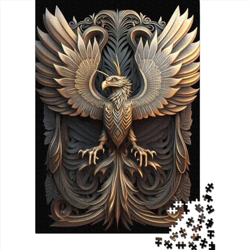 Puzzle 1000 Teile Mythologie Phönix Art Deco für Erwachsene Halloween Geschenk Puzzle Lernspiel Herausforderung Spielzeug 1000 Teile (38 x 26 cm) von QASEYIPV
