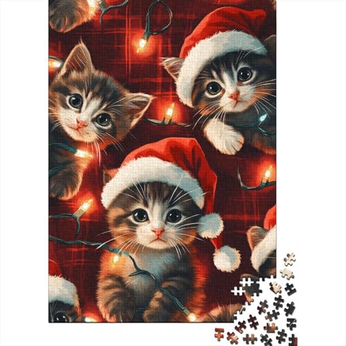 Puzzle 1000 Teile Nette Weihnachtskatzen für Erwachsene Intellektuelles Spiel Kinderpuzzle 1000 Teile (38x26cm) von QASEYIPV
