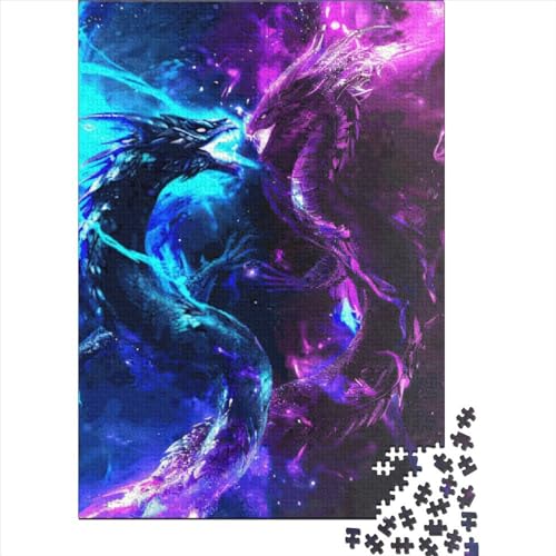Puzzle 1000 Teile Puzzlespiel Schlacht des kosmischen Drachen Holzpuzzle Lernspiel Herausforderung Spielzeug als Weihnachtsgeschenk 1000 Teile (38x26cm) von QASEYIPV