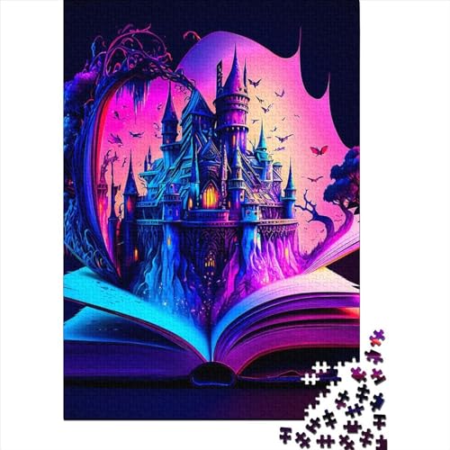 Puzzle 1000 Teile Schloss im Buch für Erwachsene, Holzpuzzle für Erwachsene, Geschenk für Teenager, Männer und Frauen, 1000 Teile (75x50cm) von QASEYIPV