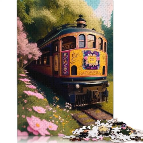 Puzzle 1000 Teile Züge für Erwachsene, Papierpuzzle, Halloween-Geschenke, Erwachsenenpuzzle, Lernspiel, Herausforderung Spielzeug, 1000 Teile (38 x 26 cm) von QASEYIPV