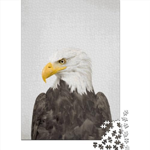 Puzzle 1000 Teile für Erwachsene, Adler, bunte quadratische Holzpuzzle, einzigartige Puzzleteile, Lernspiele, lustiges Spielzeug, 1000 Teile (38 x 26 cm) von QASEYIPV