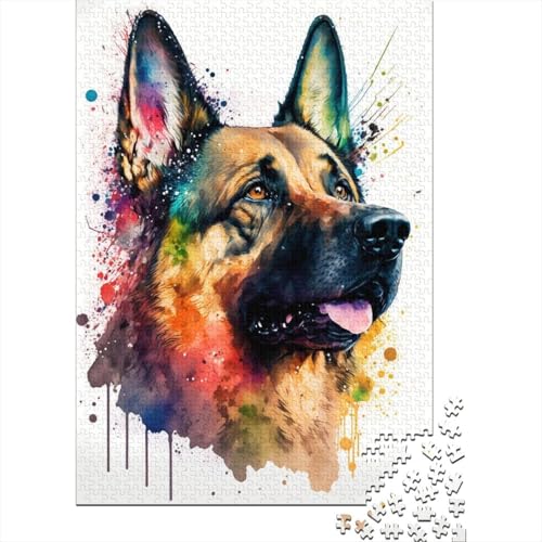 Puzzle 1000 Teile für Erwachsene, Deutscher Schäferhund, Halloween-Geschenk, Puzzle, Lernspiel, Herausforderung, Spielzeug, 1000 Teile (38 x 26 cm) von QASEYIPV