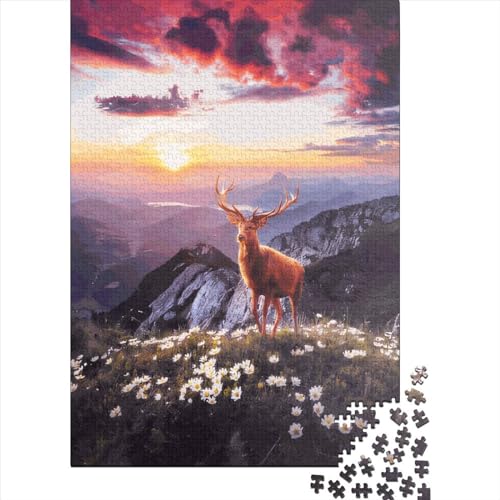 Puzzle 1000 Teile für Erwachsene, Elch, Holzpuzzle, Lernspielzeug, Stressabbau, Weihnachtsgeschenke, 1000 Teile (38 x 26 cm) von QASEYIPV
