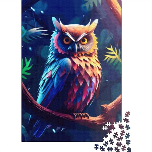 Puzzle 1000 Teile für Erwachsene, Fantastische quadratische Holzpuzzle in Eulenform, einzigartige Teile, Lernspiele, lustiges Spielzeug, 1000 Teile (38 x 26 cm) von QASEYIPV