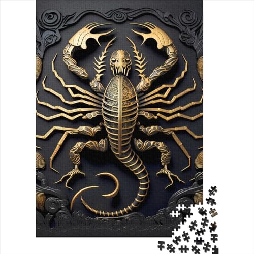 Puzzle 1000 Teile für Erwachsene, Goldener König Skorpion, Holzpuzzle, Halloween-Geschenke, Erwachsenenpuzzle, Lernspiel, Herausforderung Spielzeug (75x50cm) von QASEYIPV