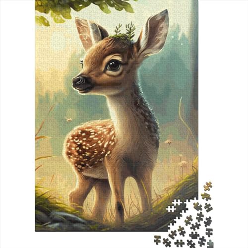 Puzzle 1000 Teile für Erwachsene, Hirsch, Holz, Weihnachten, 1000 Teile (38 x 26 cm) von QASEYIPV