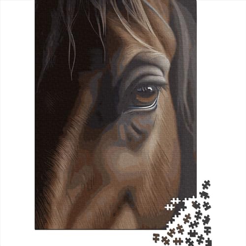 Puzzle 1000 Teile für Erwachsene, Kreative quadratische Puzzles mit Pferdegesicht für Erwachsene, Holzpuzzle, Heimdekoration, 1000 Teile (38 x 26 cm) von QASEYIPV