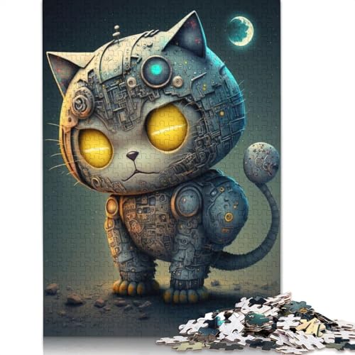 Puzzle 1000 Teile für Erwachsene, Mechanische Katze, schwierig, Geschenk für Heiligabend, 1000 Teile (38 x 26 cm) von QASEYIPV