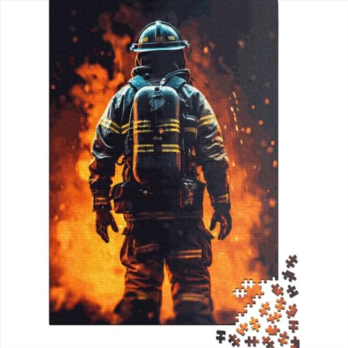 Puzzle 1000 Teile für Erwachsene, quadratische Holzpuzzle mit Feuerwehrflammen, einzigartige Puzzles, Lernspiele, lustiges Spielzeug, 1000 Teile (75 x 50 cm) von QASEYIPV