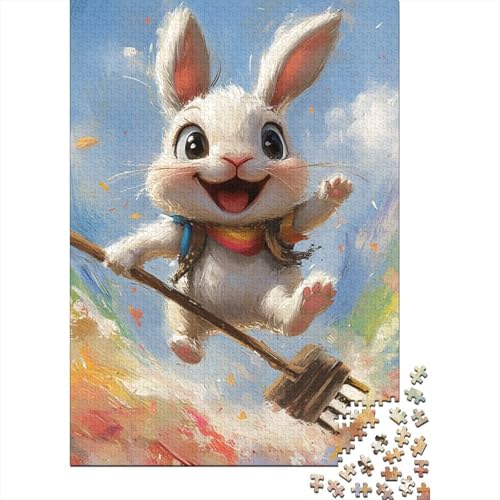 Puzzle 1000 Teile für Erwachsene Osterhase Weihnachten Kreativ Rechteck Holz 1000 Teile (75x50cm) von QASEYIPV