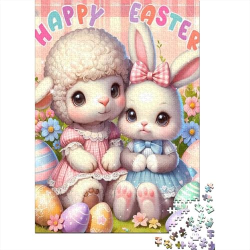 Puzzle 1000 Teile für Erwachsene Osterhase Weihnachten Kreativ Rechteck Holz 1000 Teile (75x50cm) von QASEYIPV