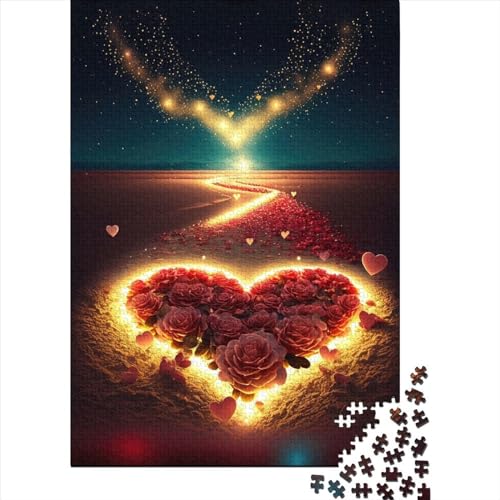 Puzzle Herz am Strand 5 für Erwachsene 1000 Teile Holzpuzzle für Erwachsene Puzzle für Jugendliche ab 12 Jahren Weihnachtsgeschenke 1000 Teile (75x50cm) von QASEYIPV