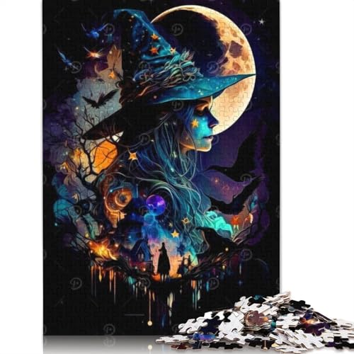 Puzzle für Erwachsene, 1000 Teile, 38 x 26 cm, Halloween-Hexe von QASEYIPV