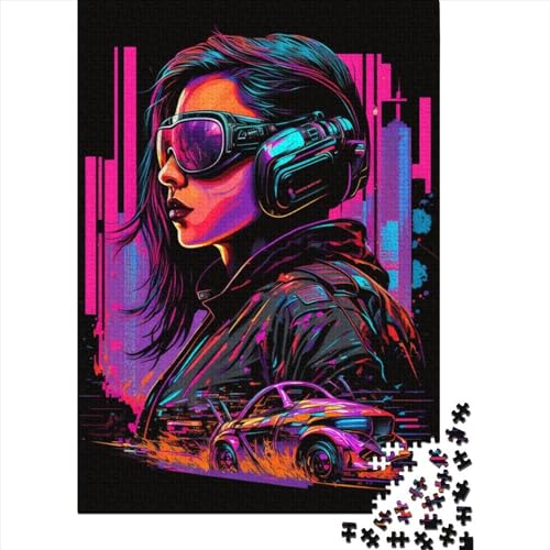 Puzzle für Erwachsene, 1000 Teile, 38 x 26 cm, Neon-Mädchen, Lernspiel für Erwachsene von QASEYIPV