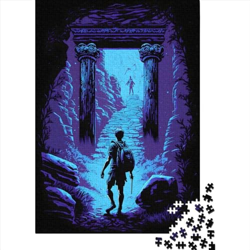 Puzzle für Erwachsene, 1000 Teile, 38 x 26 cm, blaues Monster des Tempels, Puzzle für Erwachsene, pädagogisches Spiel, Herausforderungsspielzeug von QASEYIPV