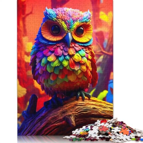 Puzzle für Erwachsene, 1000 Teile, Bunte Eule, 3D-Puzzle für Erwachsene, für Lernspiele, Heimdekoration, 1000 Teile (75 x 50 cm) von QASEYIPV