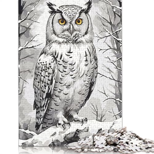 Puzzle für Erwachsene, 1000 Teile, Eulen-Winter-Puzzles für Erwachsene für Lernspiele, Heimdekoration, 1000 Teile (75 x 50 cm) von QASEYIPV
