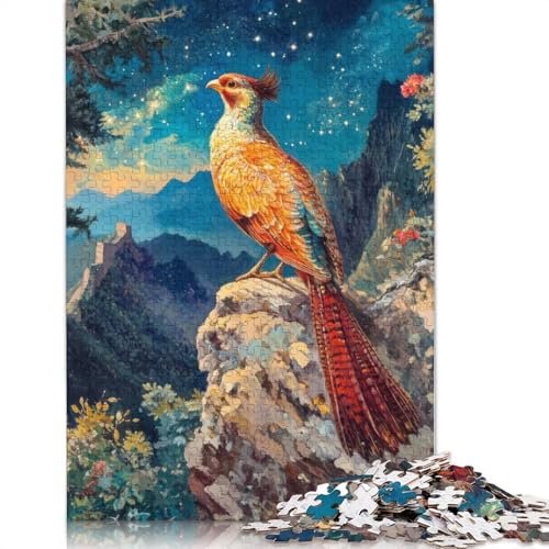 Puzzle für Erwachsene, 1000 Teile, Goldener Fasan unter Sternen, Puzzle für Erwachsene, Lernspiel, Herausforderungsspielzeug, 1000 Teile (75 x 50 cm) von QASEYIPV