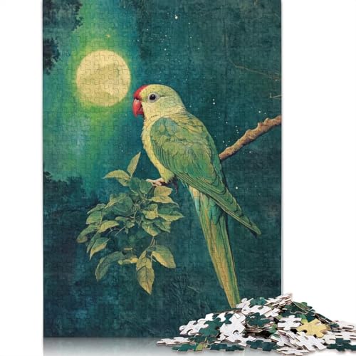 Puzzle für Erwachsene, 1000 Teile, Papagei unter Mondlicht, Papierpuzzle für Erwachsene, Lernspiel, Herausforderungsspielzeug, 1000 Teile (75 x 50 cm) von QASEYIPV