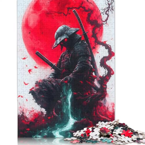 Puzzle für Erwachsene, 1000 Teile, Samurai unter Blutmond, Puzzle, Lernspielzeug, Spiele, Familiendekoration, 1000 Teile (75 x 50 cm) von QASEYIPV