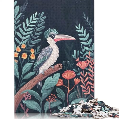 Puzzle für Erwachsene, 1000 Teile, Vogel im üppigen nächtlichen Wald, Papierpuzzle für Erwachsene, Lernspiel, Herausforderungsspielzeug, 1000 Teile (75 x 50 cm) von QASEYIPV
