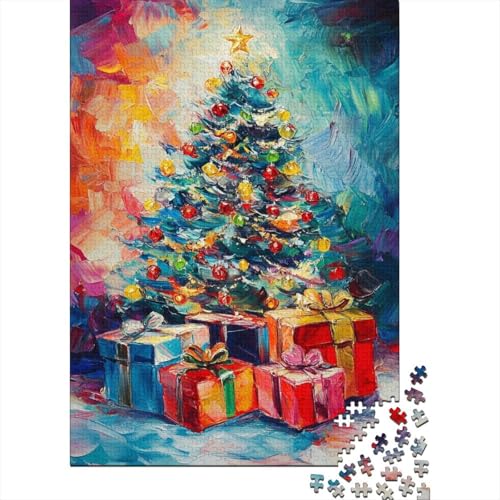 Puzzle für Erwachsene, 1000 Teile, Weihnachtsbaum-Puzzle, Ölgemälde, stimulierendes Spielzeug, 1000 Teile (75 x 50 cm) von QASEYIPV