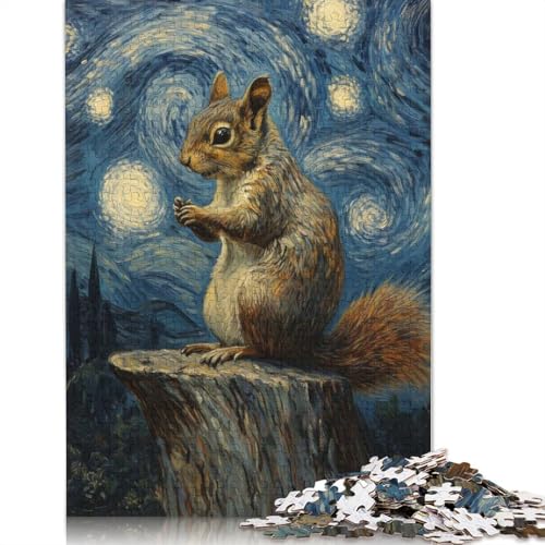 Puzzle für Erwachsene, Eichhörnchen unter der Sternennacht, Puzzles für Erwachsene, Lernspiel, Herausforderungsspielzeug, 1000 Teile (75 x 50 cm) von QASEYIPV