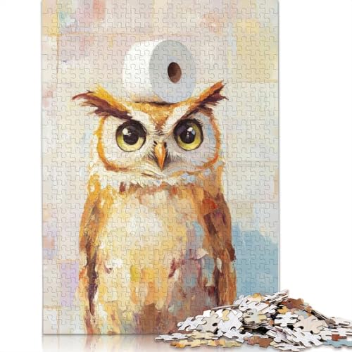 Puzzle für Erwachsene, Eule mit Toilettenpapier, Puzzles für Erwachsene, Lernspiel, Herausforderungsspielzeug, 1000 Teile (75 x 50 cm) von QASEYIPV