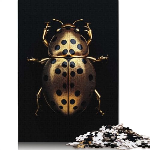 Puzzle für Erwachsene, Gold, Dunkles Käfer-Insekt, Puzzle für Erwachsene, Lernspiel, Herausforderungsspielzeug, 1000 Teile (75 x 50 cm) von QASEYIPV