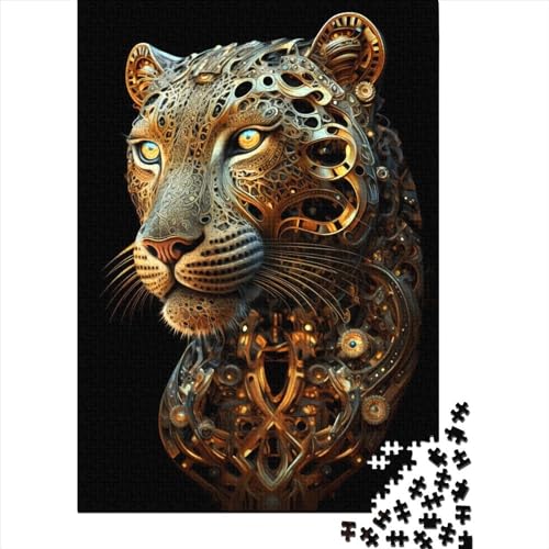 Puzzle für Erwachsene, Goldener Leopard, Art-Deco-Stil, Lernspiel, 1000 Teile (75 x 50 cm) von QASEYIPV