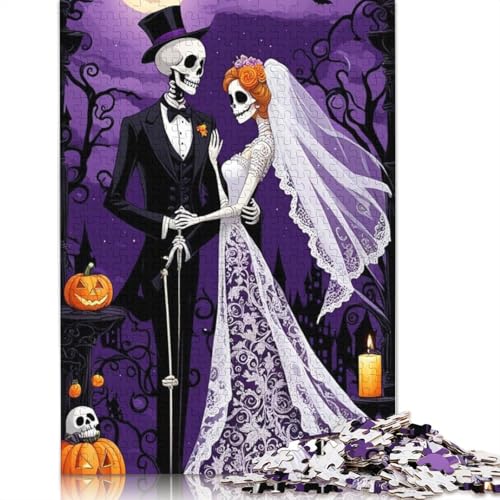 Puzzle für Erwachsene, Halloween-Skelett, Papier-Puzzle, Geschenke für Teenager, Heimdekoration, Puzzle-Spielzeug, 1000 Teile (38 x 26 cm) von QASEYIPV
