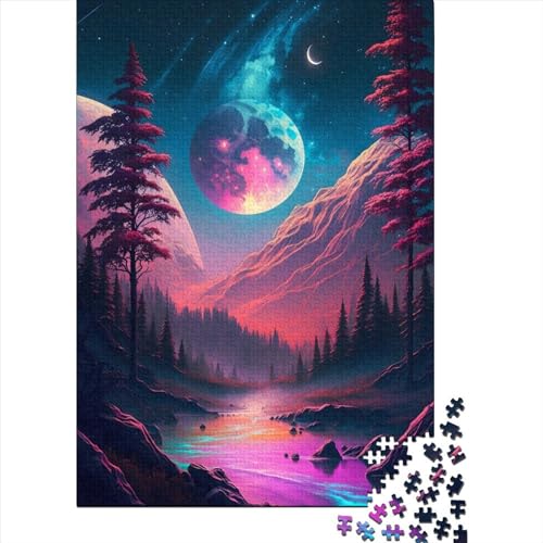 Puzzle für Erwachsene, Mondlicht im Fluss, 1000 Teile (75 x 50 cm) von QASEYIPV