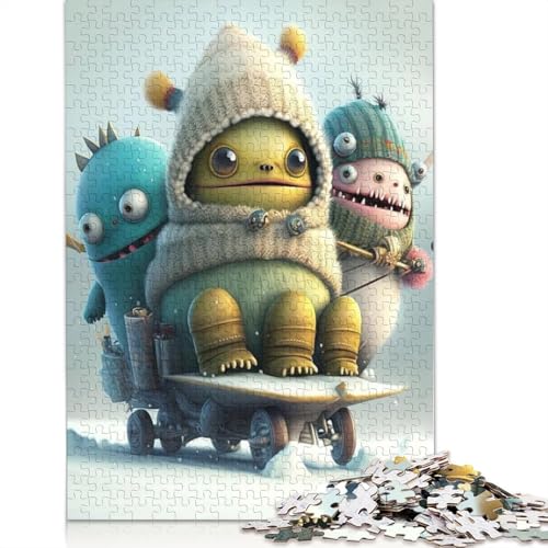 Puzzle für Erwachsene, Niedliche Monster, Puzzle für Erwachsene, Lernspiel, Herausforderung, Spielzeug, 1000 Teile (75x50cm) von QASEYIPV