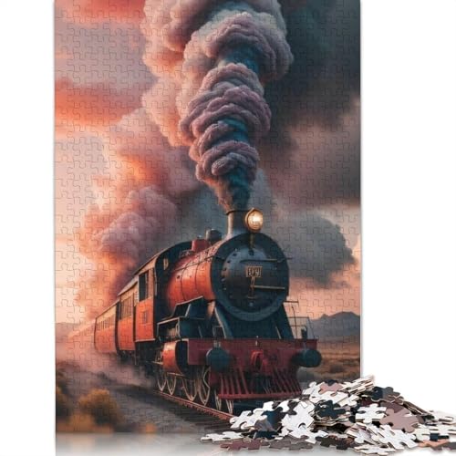 Puzzle für Erwachsene, Züge, Holzpuzzle für Teenager, Geschenke, Heimdekoration, Puzzle-Spielzeug, 1000 Teile (75 x 50 cm) von QASEYIPV