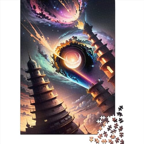 Puzzle für Erwachsene, schwarzer Lochturm, Weltraumpuzzle, pädagogisches Spiel, Herausforderungsspiel, 1000 Teile (38 x 26 cm) von QASEYIPV