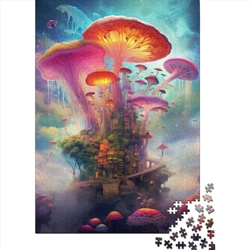 Puzzle für Erwachsene 1000 Puzzle Mushroom City Puzzle Puzzle für Erwachsene Lernspiel Herausforderung Spielzeug 1000 Teile (38x26cm) von QASEYIPV