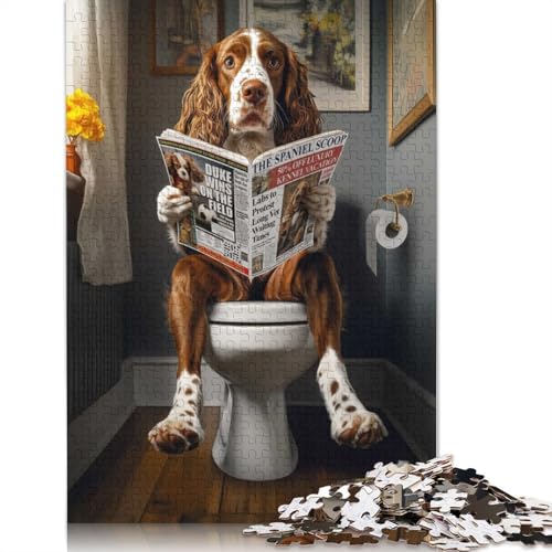 Puzzle für Erwachsene 1000 Springer Spaniel Toilettenpuzzle Puzzles für Erwachsene Lernspiel Herausforderungsspielzeug 1000 Teile (75 x 50 cm) von QASEYIPV