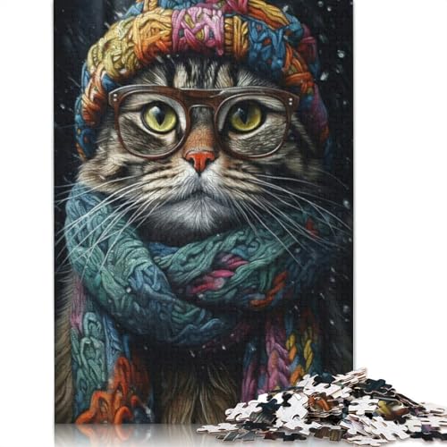 Puzzle für Erwachsene 1000 Teile Art Cat Papier Puzzle für Erwachsene Lernspiel Herausforderung Spielzeug 1000 Teile (38x26cm) von QASEYIPV