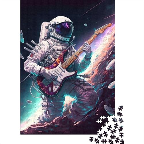 Puzzle für Erwachsene 1000 Teile Astronaut Gitarre spielen Holzpuzzle für Erwachsene Lernspiel Herausforderung Spielzeug 1000 Teile (75x50cm) von QASEYIPV