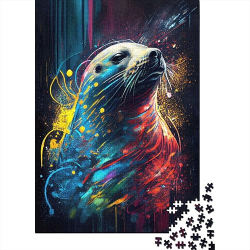 Puzzle für Erwachsene 1000 Teile Die heulende Robbe Puzzle Erwachsenenpuzzle Lernspiel Herausforderung Spielzeug 1000 Teile (75x50cm) von QASEYIPV