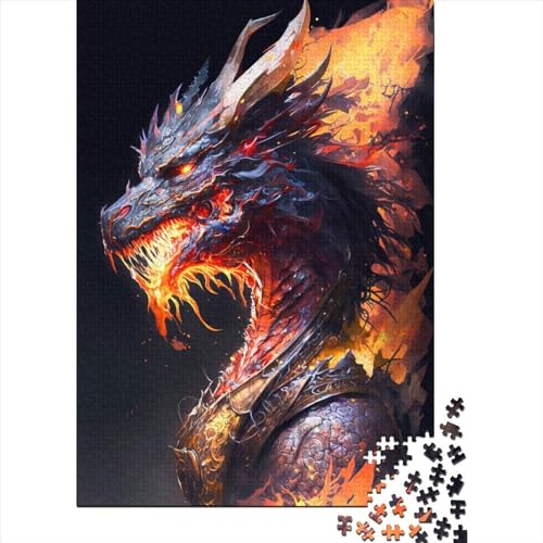 Puzzle für Erwachsene 1000 Teile Flammender Drache Holzpuzzle Erwachsene Lernspiel Herausforderung Spielzeug 1000 Teile (75x50cm) von QASEYIPV