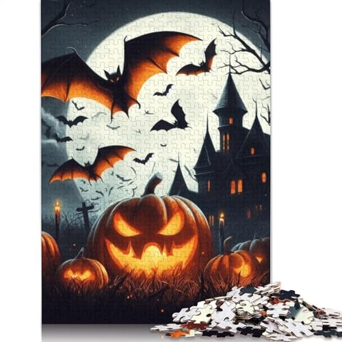 Puzzle für Erwachsene 1000 Teile Halloween-Kürbis Holzpuzzle für Erwachsene Nachhaltige Puzzlespiele Halloween-Geschenke 1000 Teile (75x50cm) von QASEYIPV