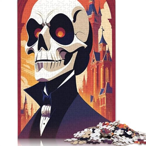 Puzzle für Erwachsene 1000 Teile Halloween Skeleton Holzpuzzle für Erwachsene Nachhaltige Puzzlespiele Halloween-Geschenke 1000 Teile (75x50cm) von QASEYIPV